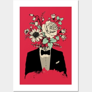 Floral man suit Posters and Art